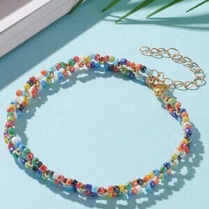 NWOT Pretty luster glass  with brass & Seed bead Handmade bracelet 2/$10